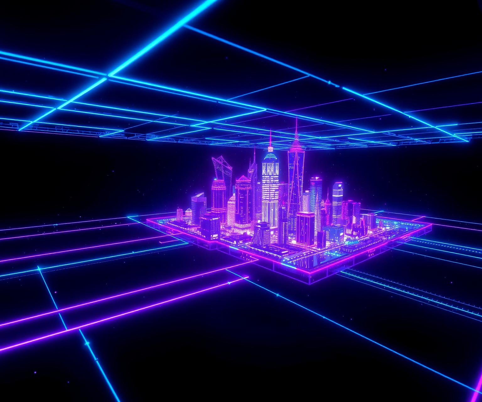 Holographic virtual city in immersive 3D space